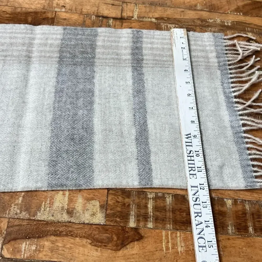 KUNA 100% Baby Alpaca Striped Fringed Scarf Made in Peru NWT